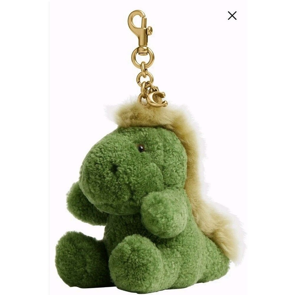 Coach GREEN REXY Plush Curly Shearling Bag Charm NWT